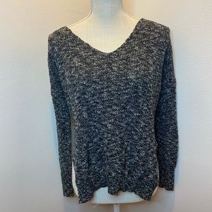 Dragonfly Black/gray/white V Neck Sweater with Tie back